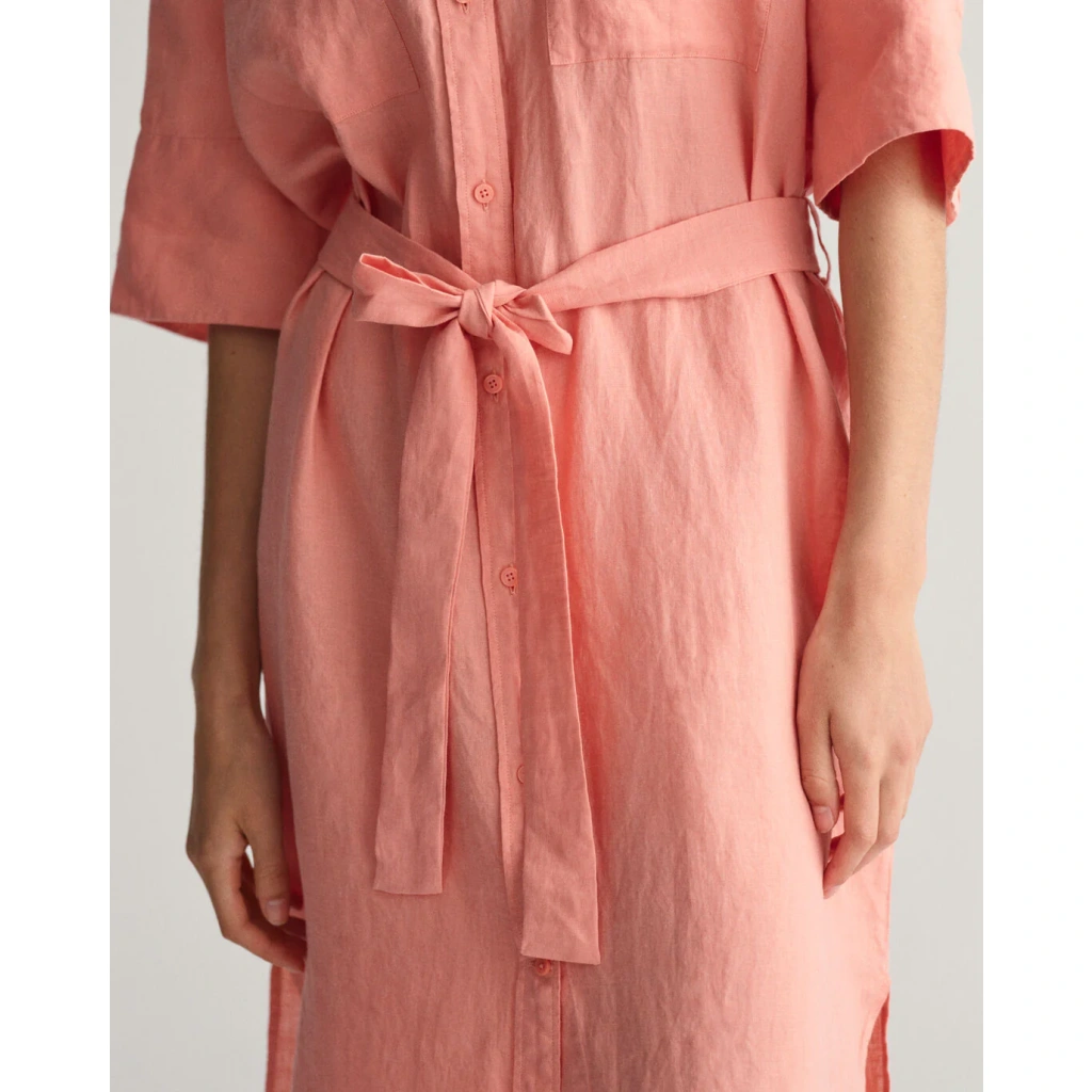 Λινό Φόρεμα Με Ζώνη Dresses