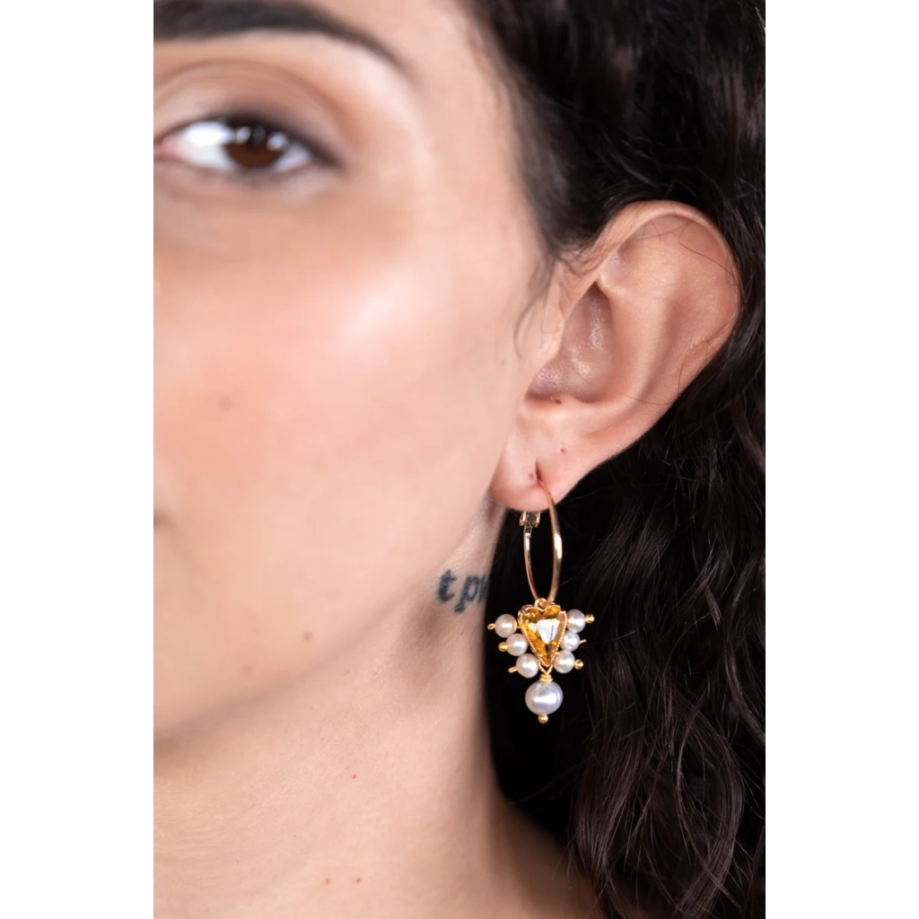 Margherite Heart and Pearl Hoops ACCESSORIES