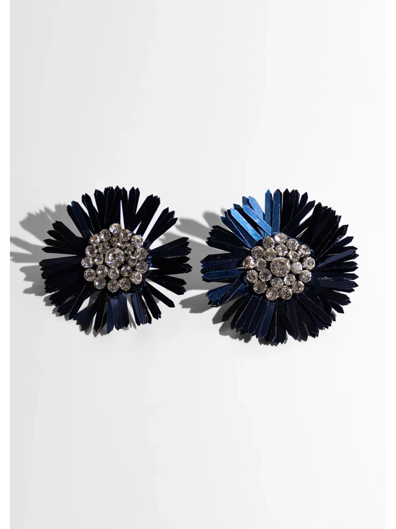 Didi Blue Flower Clip Earrings Accessories ss26